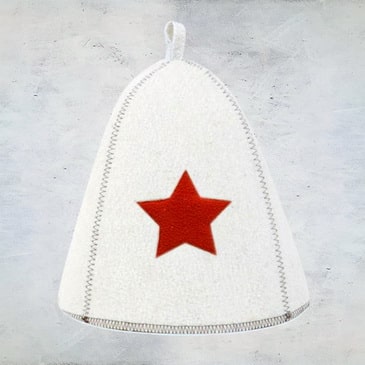 Шапка банная со звездой, белая