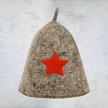 Шапка банная со звездой, серая