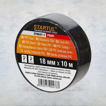 Изолента ПВХ 18ммх10м черная STARTUL PROFI (130 мкм)