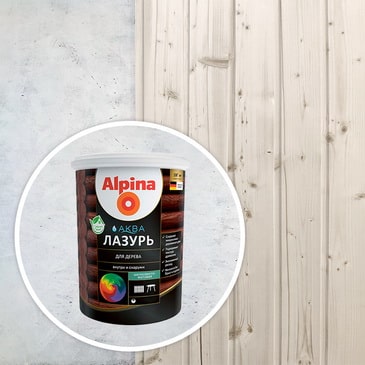 Лазурь для дерева Alpina АКВА, белая, 2.5 л