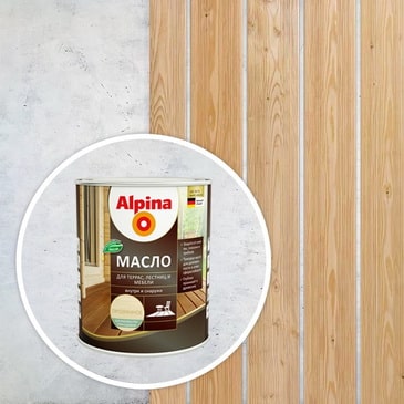 Масло для террас, лестниц и мебели Alpina, бесцветное, 0.75 л